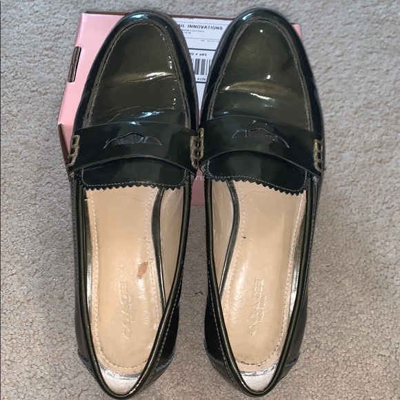 Coach Peyton Olive Green Penny Loafers. EUC 8.5 - Picture 6 of 9